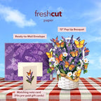 Freshcut Paper Pop Up Cards, Lavender & Butterflies, 12 Inch Life Sized Forever Flower Bouquet 3D Popup Greeting Card, Birthday & Thank You Card, Blank Notecard & Envelope - color: Lavender & Butterflies, size: Classic