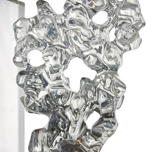 Deco 79 Glass Handmade Decorative Bookends Freeform Non Skid Bookends with Clear Gold Supports, Set of 2 Office Bookends5 W, 6" H, Clear - size: 5"W, 6"H