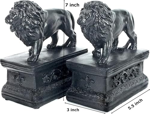 Bellaa 23453 Decorative Bookends Lion Book Ends Vintage Antiques Majestic Library Nonskid Shelves Support 7 Inch
