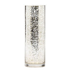 Hosley 12 Inch High Metallic Silver Speckled Finish Glass Floral Vase. Ideal Gift for Floral Arrangements Weddings Bridal Spa Meditation Reiki Rose Vase Nautical Settings Led Lantern Votive Garden P1 - color: Metallic Silver