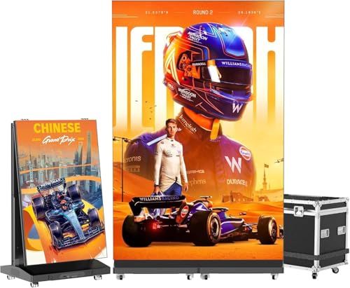 80 Inch LED Digital Signage Display, Foldable Seamless Stitching Kiosk, P1.86 GOB LED Screen Poster with Flight Case, Commercial Advertising Display for Events, Rentals and Weddings (Black, 2 Unit) - size: 2 Unit