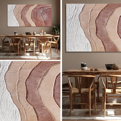 Hue7Art Large Earth Tone Abstract Wall Art Organic Texture Canvas Painting in Cream Taupe and Brown Modern Minimalist Artwork for Living Room Bedroom Home Decor 29x58 Inch - color: White and Reddish Brown, size: 58"L x 29"W