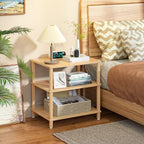 LELELINKY 3-Tier AV Media Player Stand, Natural Stereo Cabinet, Modern Audio Shelf, Wooden TV Stand,Game Console Shelf, Multifunctional Entertainment Center, Suitable for Home, Conference Room - color: Natural, size: 3 Tier