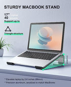 Soqool Laptop Stand for Desk, Ergonomic Detachable Laptop Riser, Aluminum MacBook Stand, Compatible with 12-17'' All Laptops Such as MacBook Pro/HP/Dell/Lenovo, Black - color: Black