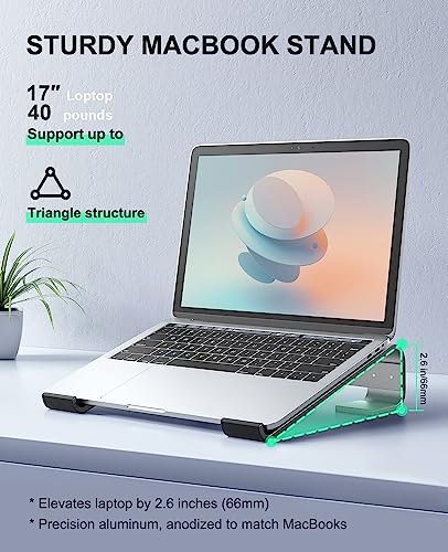 Soqool Laptop Stand for Desk, Ergonomic Detachable Laptop Riser, Aluminum MacBook Stand, Compatible with 12-17'' All Laptops Such as MacBook Pro/HP/Dell/Lenovo, Black - color: Black