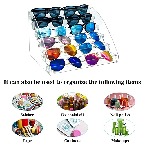 MineSign Sunglasses Organizer Clear Eyeglasses Display Case Sticker Display Tray Box For Glasses Tabletop Holder Stand (5 layer) - style: 5t