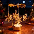 Self Rotary Candle Holder, Metal Spinning Tea Light Holders Automatic Rotating, Romantic Aroma Tea Candle Round Holder, Unicorn, Snowflower, Kids, Leather Candle Holder (Snowflower) - color: Snowflower