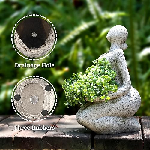 Large Planters for Outdoor Indoor Plants Head Face Planter Pot Unique Succulent Planters Flower Vase with Drainage Hole New Life - color: Woman