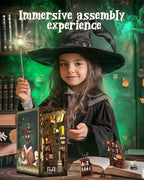 Cutefun Book Nook Kit, DIY Miniature Dollhouse Booknook for Adults, 3D Wooden Puzzle Bookend Bookshelf Insert Decor with LED Light, Gift for Craft Lovers (Magic Pharmacist) - style: Magic Pharmacist