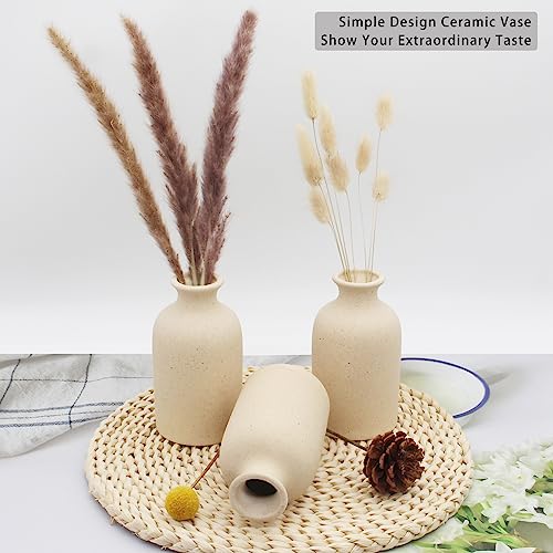 YANLING 6 Pack Light Yellow Small Vase for Flowers, 5 inch Modern Ceramic Vases for Pampas Grass Simple Shelf Vase, Boho Vases for Home Decor, Wedding Dinner Table Party Office Bedroom - color: Light Yellow-a, size: 6 Pack-Small