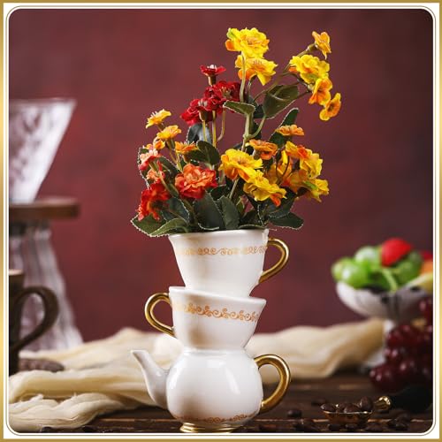 Tioncy Mini Teacup Bud Vase 5" Wonderland Tea Party Decorations Antique Vintage Kitchen Decor Whimsy Ceramic Vase Tea Party Favor for Wedding Gift Birthday Bridal Showers Home(1 Pcs) - color: Classic, size: 5 Inch