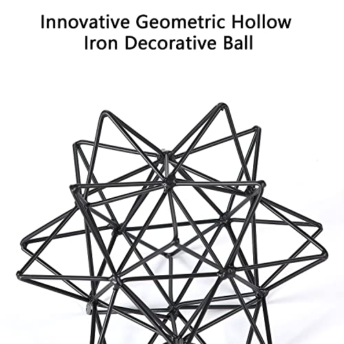 Metal Table Top Decor, 3D Metal Geometric Sculpture, Abstract Sculpture for Home Decor, Table Decorations for Home, Decorative Sphere Art Decor for Living Room, Office, Bedroom - color: Black