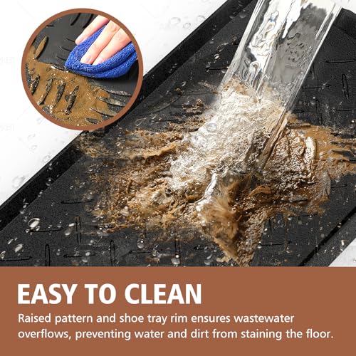 Heavy Duty Boot Trays Natural Rubber Shoe Mat Tray for Entryway with Shoes Brush Large Boot mat Tray Multi-Purpose for Indoor or Outdoor - size: 1'1" x 2'1" (Rectangular)