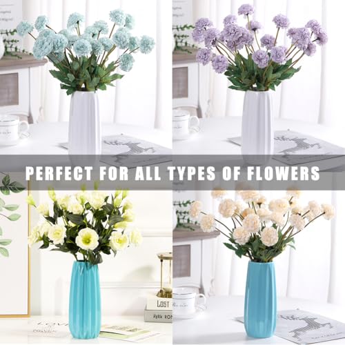 Blue Ceramic Vase 7.3 Inch - Glossy Minimalist Nordic Flower Vase for Home Decor, Perfect for Dried/Fresh Flowers, Wedding Centerpiece, Housewarming Gift for Christmas, Mother’s Day, Valentine’s Day - color: Blue