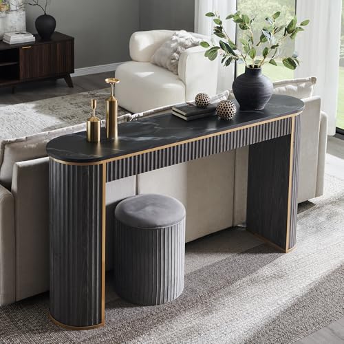 OKD Modern Fluted Console Table, 63" Long Narrow Entryway & Sofa Tables for Hallway, Tall Accent Table Behind Couch for Foyer Living Room, Dark Alder - color: Dark Alder