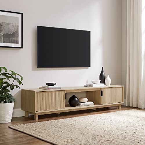 Walker Edison Arundo Fluted TV Stand for TVs up to 80 Inches, 70" TV Stand, Coastal Oak - color: Coastal Oak, size: 70" TV Stand