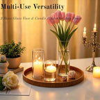 Set of 12 Glass Cylinder Vases for Centerpieces with 8 Pack Vase filler 12 Pearl String 24 White Floating Candles for Centerpieces, Table Center pieces for Wedding Party Home Decor 5, 6, 8 Inch - style: 12 Set(5,6,8Inch)