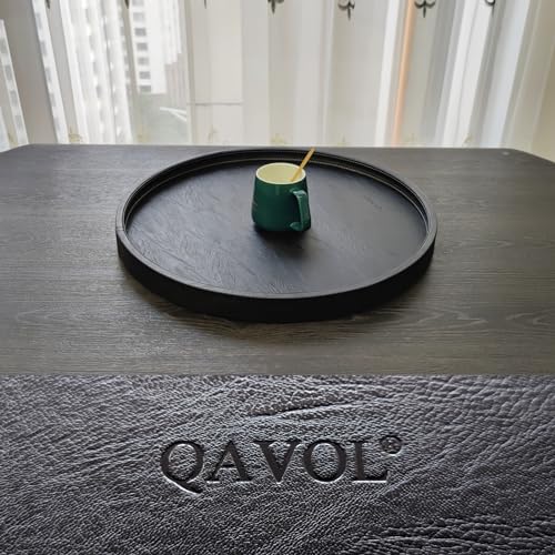 20 x 20 inches High-end Luxury Leather Round Oversized Service Tray, Ottoman & Coffee Tray for Family Dinner, Out-of-House Picnic, Party Essential (20 inch Black) - color: 20 Inch Black