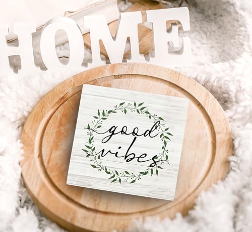 SRADMO Inspirational Botanical Eucalyptus Leaves Wood Box Sign Desk Decor, Wreaths Decor Eucalyptus Leaves Wooden Block Box Sign for Home Office Shelf Table Decorative Accessories - color: garland, size: 5″×5″