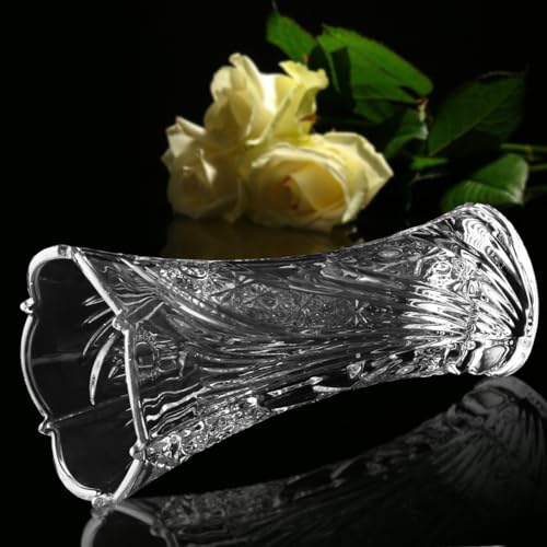 CS Crystal Vase 12-inch high, Sunflower Design, for Flowers & Decor. Lovely Nice Shiny Piece. Perfect as a Gift, Suitable for All Occasions. - style: Sunflower Design