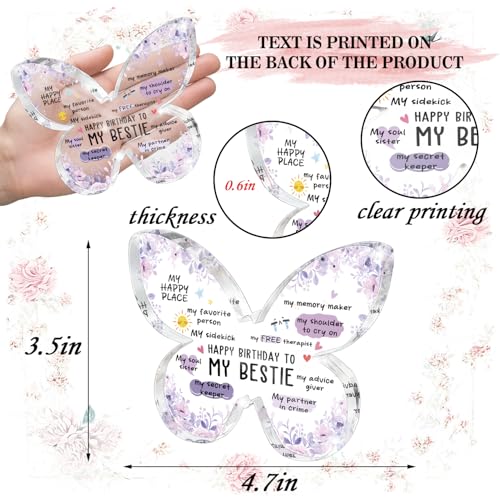 Happy Birthday to My Best Friend Butterfly Acrylic Sign - Purple Soul Sister Gift, Inspirational Keepsake for Women, Birthday Gift for Best Friend, Office and Home Decor 4.7 x 3.2 inches - color: purple47