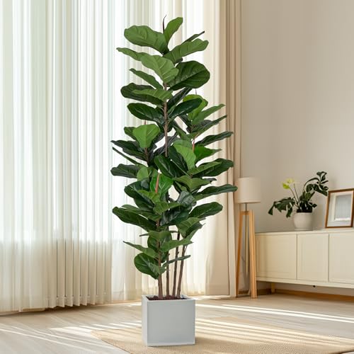 Yepdin Faux Fiddle Leaf Fig Tree 6 FT - Artificial Ficus Tree with Tall Artificial Plants Large 69 Fiddle Leaves - Lifelike Fake Trees for Home Decor Living Room Indoor Outdoor - style: 6 FT