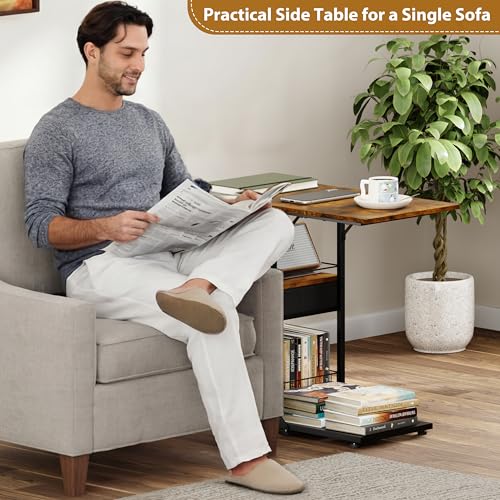 Rolling Coffee Table with Oversized Double-Wide Wood Top, Mobile Tv Tray with Storage Drawer and Wheels for Sofa, Portable Side Table for Living Room, Home Office, Spacious Desk for Working Studying - color: Black, size: 2XL