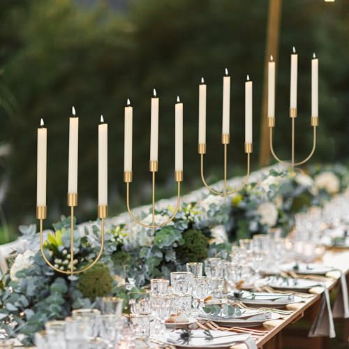 Sziqiqi Gold Candlestick Candle Holders - Candlesticks Candelabra Centerpiece for Tables 3-stem Taper Candle Holder Metal Candleholders for Christmas Wedding Fireplace Mantle Decorations - color: Gold, size: 1 Pc