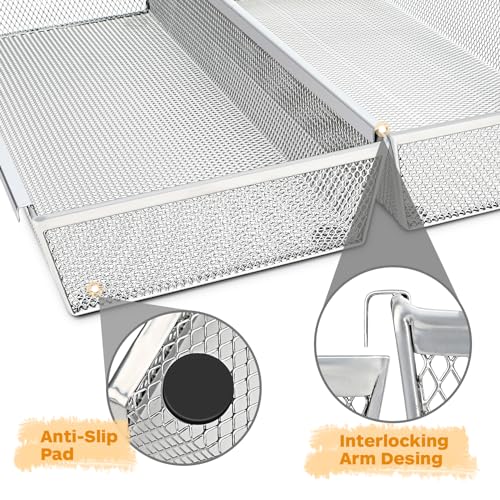 Flatware Organizer with Interlocking Arm (Grey) - 2 Pack 14.7" X 6.1" X 2" Utensil Drawer Organizer - color: Grey, size: 14.7 * 6.1 * 2 Inches