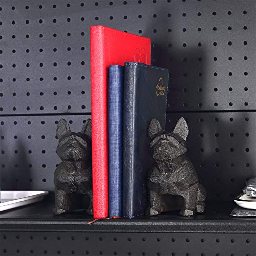 Ambipolar Dog Decor Bookends, Geometric Bookends to Hold Books Heavy Duty for Office Desk, Vintage Antique Black Home Decor, Shelf Decor, Modern Living Room Decor