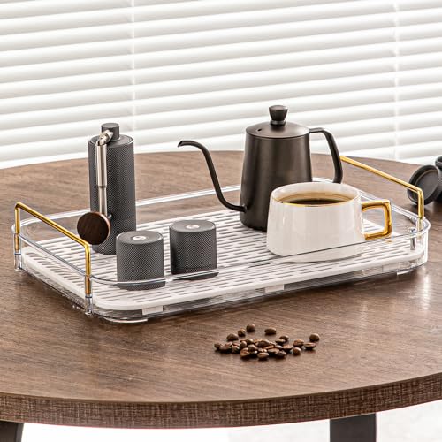Seoneiro Whiskey Tray, Glass Cup Rack, Mug Holder, Coffee Cup Organizer, Bathroom Countertop with Drain Board Wine Glass Decorative Food Tray, Kitchen Spice Rack - color: Transparent Color-1