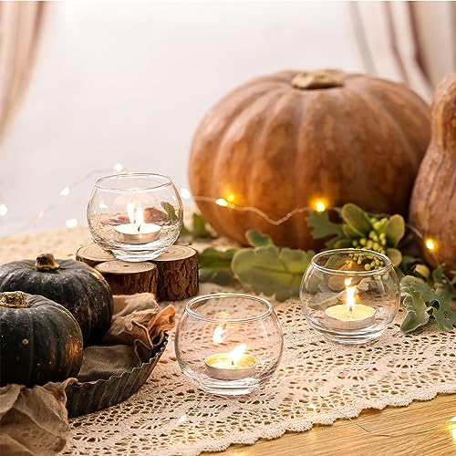 Volens Clear Votive Candle Holders Set of 12, Glass Tealight Candle Holder Bulk for Wedding Decor and Home Decor - color: Transparent