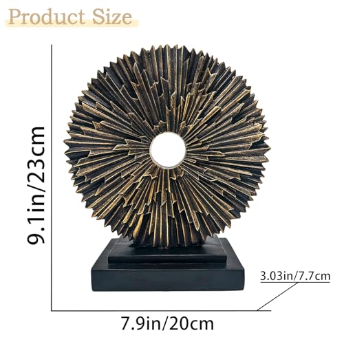 aboxoo Abstract Staute,Modern Decorative Home Decor,Office Desk Sculpture for Men,Creative Round Line Ornament for Bookshelf,Bedroom,Desktop,Dining Table(Copper Black)