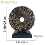 aboxoo Abstract Staute,Modern Decorative Home Decor,Office Desk Sculpture for Men,Creative Round Line Ornament for Bookshelf,Bedroom,Desktop,Dining Table(Copper Black)