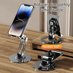All-Metal Cell Phone Stand 360° Rotatable & Height Adjustable - 25KG Super Load-Bearing, Foldable Desk Stand for Phone, Compatible with iPhone 17/16/15/14, Nintendo Switch, Silver - color: B-Tri-Fold - Silver
