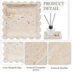 Threehoney 5.5 Inch Small Travertine Scallop Edge Stone Tray Marble Jewelry Dish Trinket Tray for Women, Perfume, Coffee Table(Square) - style: Square
