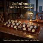 Challenge Coin Display Stand - Where Every Coin Tells A Story - Solid Wood Military Coin Rack | 9-Row Ladder Design Holds 45-60 Coins | Desktop Holder for Army Police Firefighters (Walnut) - color: Walnut