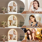 Hasipu Vanity Mirror with Lights, 11"× 14" Arched LED Makeup Mirror, Lighted Makeup Mirror with Lights, Smart Touch Control Dimmable 3 Modes Light 360°Rotation White - size: 11"L x 14"W