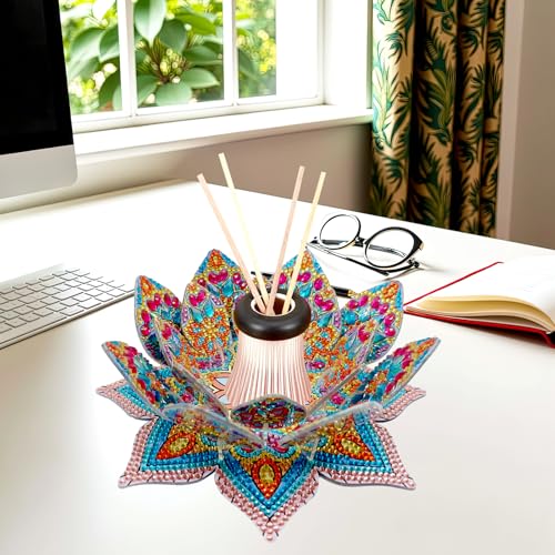 DIY Diamond Art Painting Candlestick Holders Mandala Flower Shape Desk Candle Tray Tabletop Ornaments for Wedding Festival and Party Home Table Centerpiece-Flower02 - color: Flower02