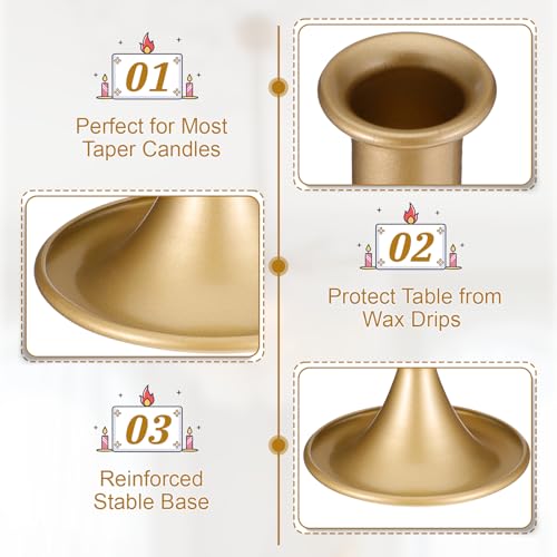 SHENLIU 24 Pcs Gold Taper Candle Holders Set, Vintage Metal Candlestick Holders for Dining Room Table Centerpiece or Mantel Wedding Party Decor Christmas