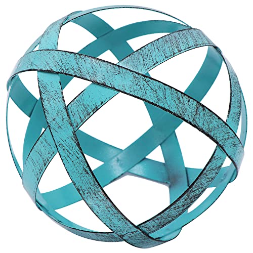 Kesywale Decorative Sphere Metal Band Ball Orbs Decorative Balls Home Decor Accents Tabletop Decorations for Living Room, Kitchen, Bedroom Centerpiece for Dining Room Coffee Table, Side Tables (Blue) - color: Blue
