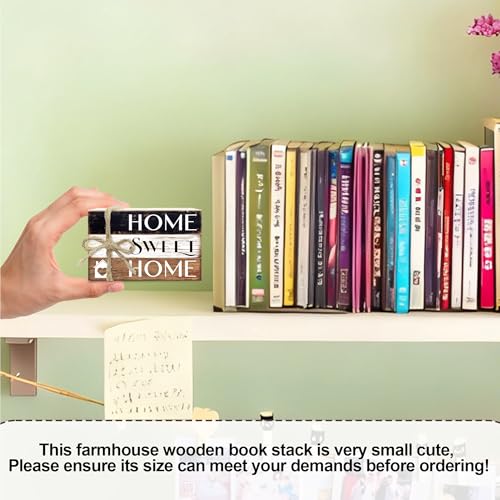 Mini Decorative Books For Home Decor, Small Wood Book Stack For Table Decor, Home Decor Book For Living Room Mantel, Farmhouse Stacked Books Decorative（L34） - color: Black white brown