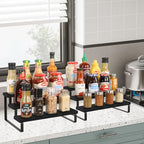 YINMIT Wooden Display Riser Stand, Tiered Perfume and Cologne Organizer Stand, 3 Tier Spice Rack Organizer, Rustic Display Shelf for Candles (3 Tier,2Pack,Black) - color: 3 Tier,2Pack,Black