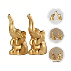 Elephant Statue Home Decor,Modern Style Figurines,Sculpture for Living Room Office Desktop Bookshelf,Ceramics Gold Elephant Ornaments for Mothers Day.Father's Day, Christmas-2PCS