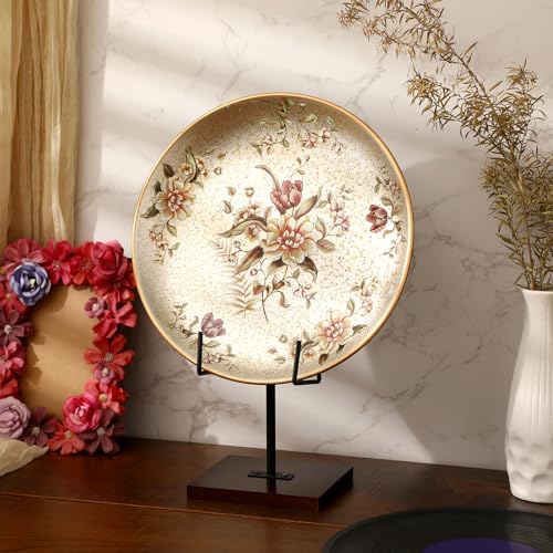 RattanView Picture Stands for Display Metal Frame Wooden Base Plate Holder for Display Wooden Base Black Picture Frame Easel Stand for Home Office Tabletop Book Platter Photo Plaque Holder