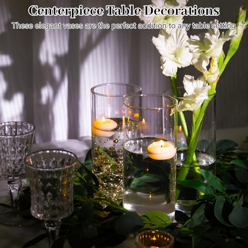 UPBUD 12pcs Glass Cylinder Vases for Centerpieces | 8 Inch Clear Flower Vase for Wedding Decorations, Floating Candle vases for Dinner Table, Bridal Shower, Office Home Décor - color: 8 Inch
