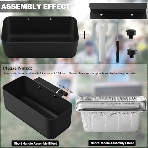 Grill Grease Catcher for Blackstone Griddle with 10 Pack Grease Cup Liners Aluminum Foil Tray Pan Drip Tray Pan for 17, 22, 28 & 36 inches Griddle (Short Hook) - color: Short Hook