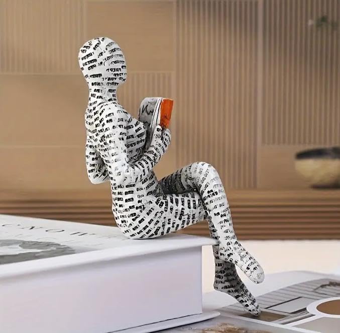 Pulp Reading Women Figurine, Reading Statues for Home Decor, Thinker Statue Decor Modern Figurines Abstract Sculpture for Home Decoration Living Room Office Bookshelf Shelf Table (B) - style: B