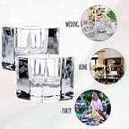Square Glass Candle Holder Set of 2, Clear Taper Candlestick Holders, Ideal Gift for Dining Table, Wedding, Christmas and Party.… - color: Transparent 2pcs
