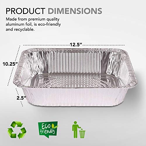 Aluminum Pans 9x13 Disposable Foil Baking Pans (Pack Of 100) - Half Size Steam Table Deep Pans - Tin Foil Pans Great for Cooking, Heating, Storing, Prepping Food, Stock Your Home - size: 100 Pack